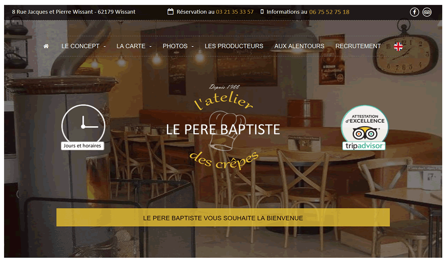 Site du restaurant le pre baptiste