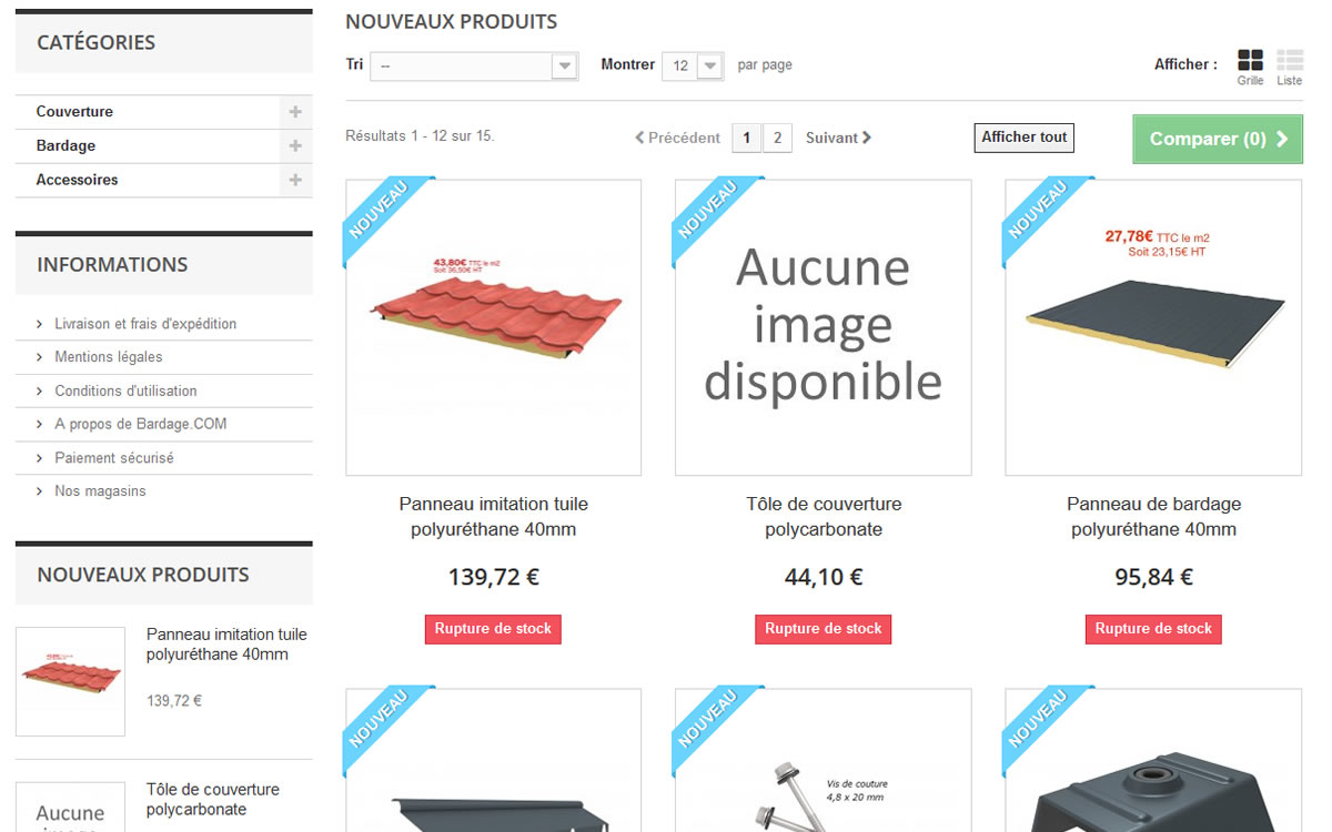 Comparateur de produits intégré