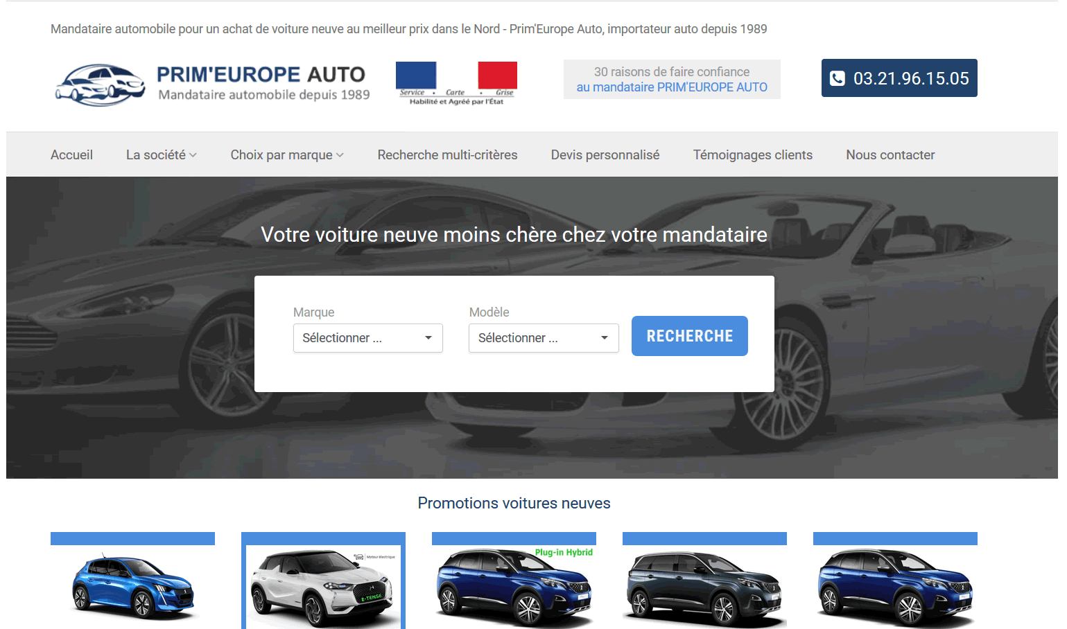Site internet pour le mandatire Primeurope auto